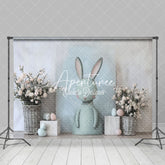 Aperturee - Aperturee Abstract Wall Green Bunny Floral Egg Easter Backdrop